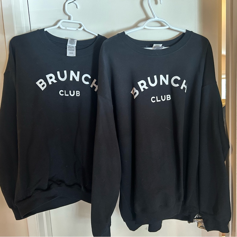 Gildan Black Crewneck Sweater Brunch Club (XL and L) - couples pair!